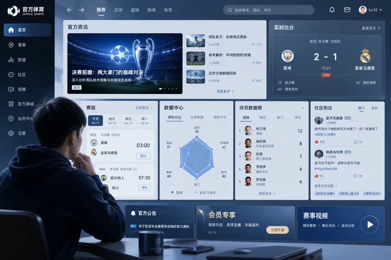 球迷在数字化平台查看赛事资讯与数据面板